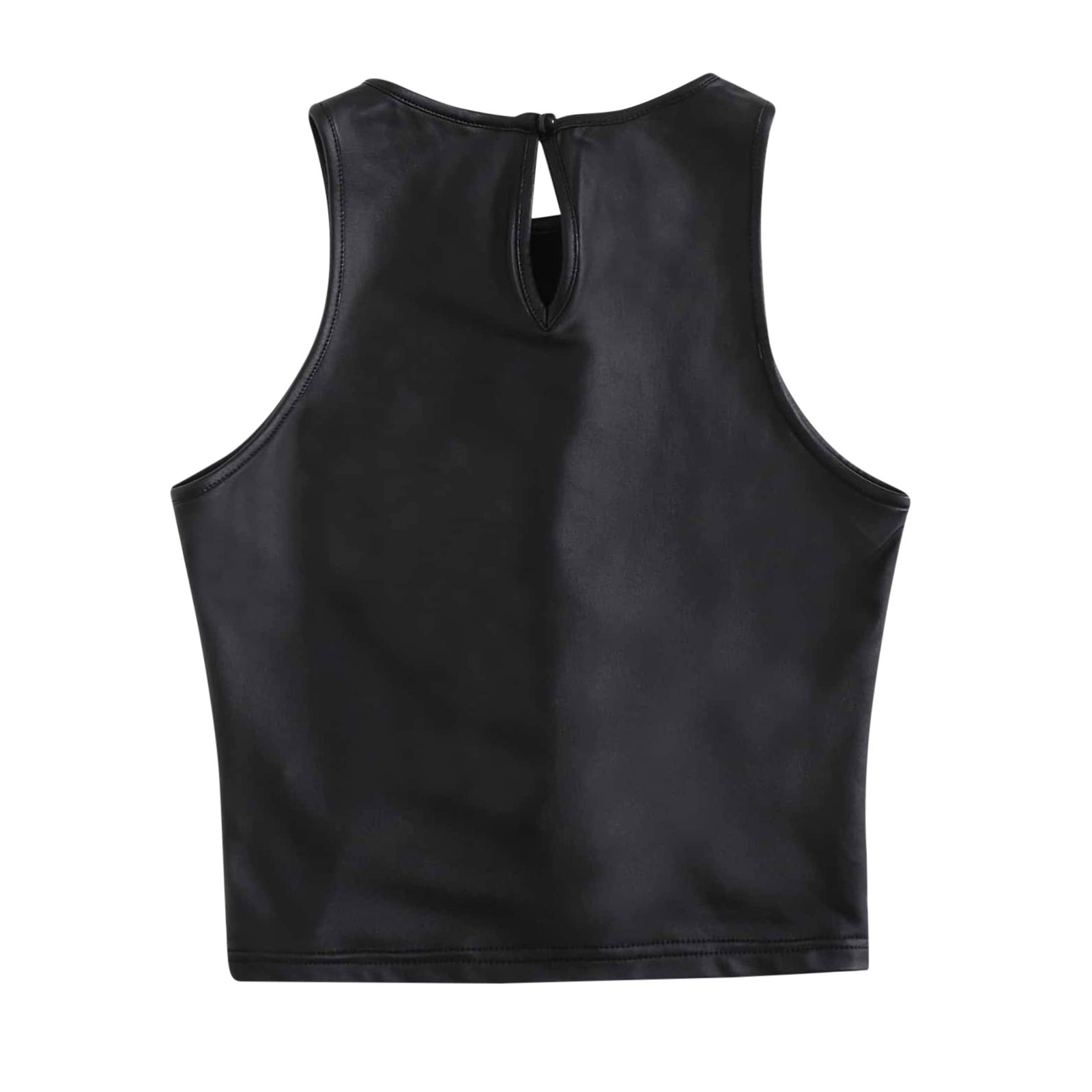 thumbnail image 5 of Camiseta sin mangas con tirantes de cuero brillante para mujer - Chaleco corto sexy, poliéster, para discoteca/casual - Tallas S-XL, múltiples ocasiones, 5 of 8